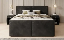 Boxspringbett Ophelia II mit hochklappbarem Stauraum in Samt
