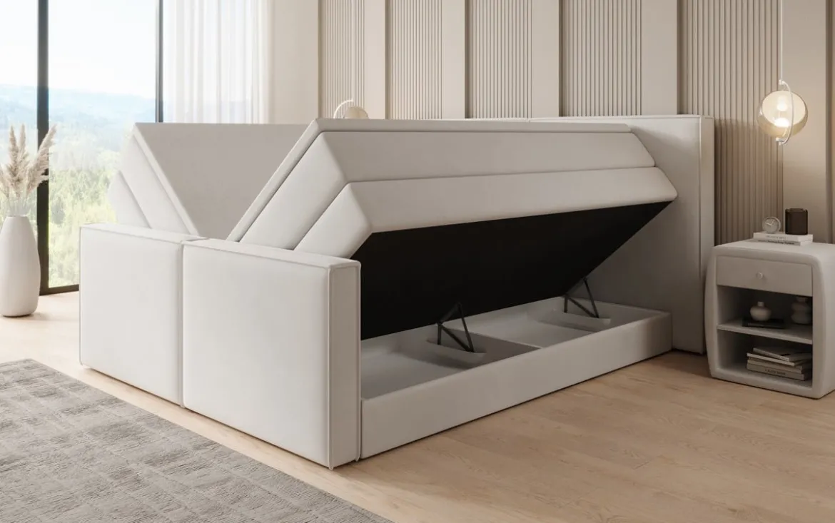 Boxspringbett Ophelia II mit hochklappbarem Stauraum in Samt
