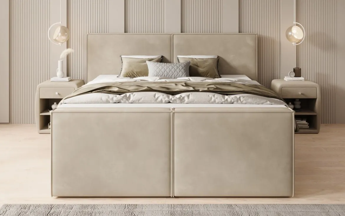 Boxspringbett Ophelia II mit hochklappbarem Stauraum in Samt