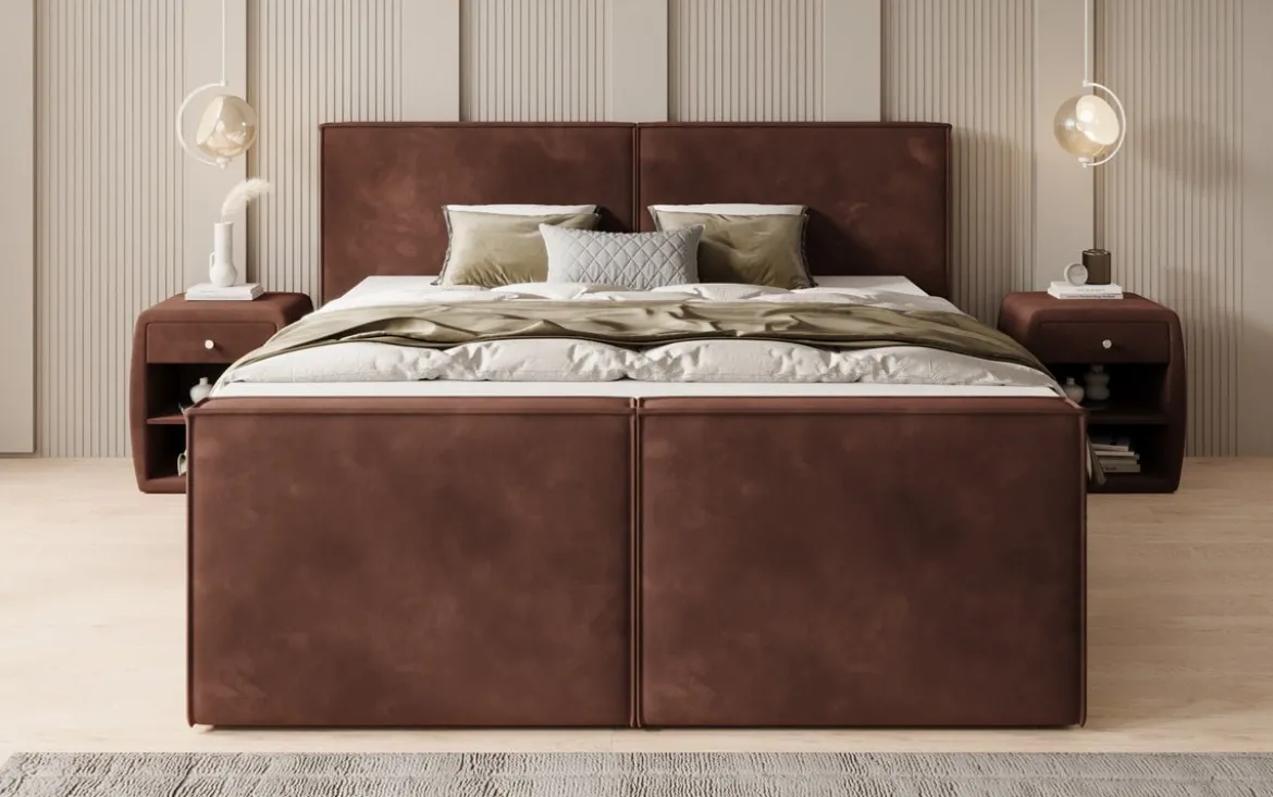 Boxspringbett Ophelia II mit hochklappbarem Stauraum in Samt