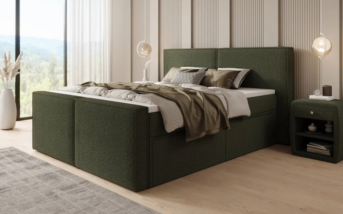 Boxspringbett Ophelia II mit Schubladen in Teddy Bouclé