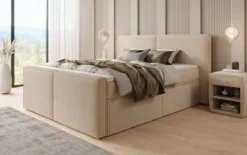 Boxspringbett Ophelia II mit Schubladen in Teddy Bouclé