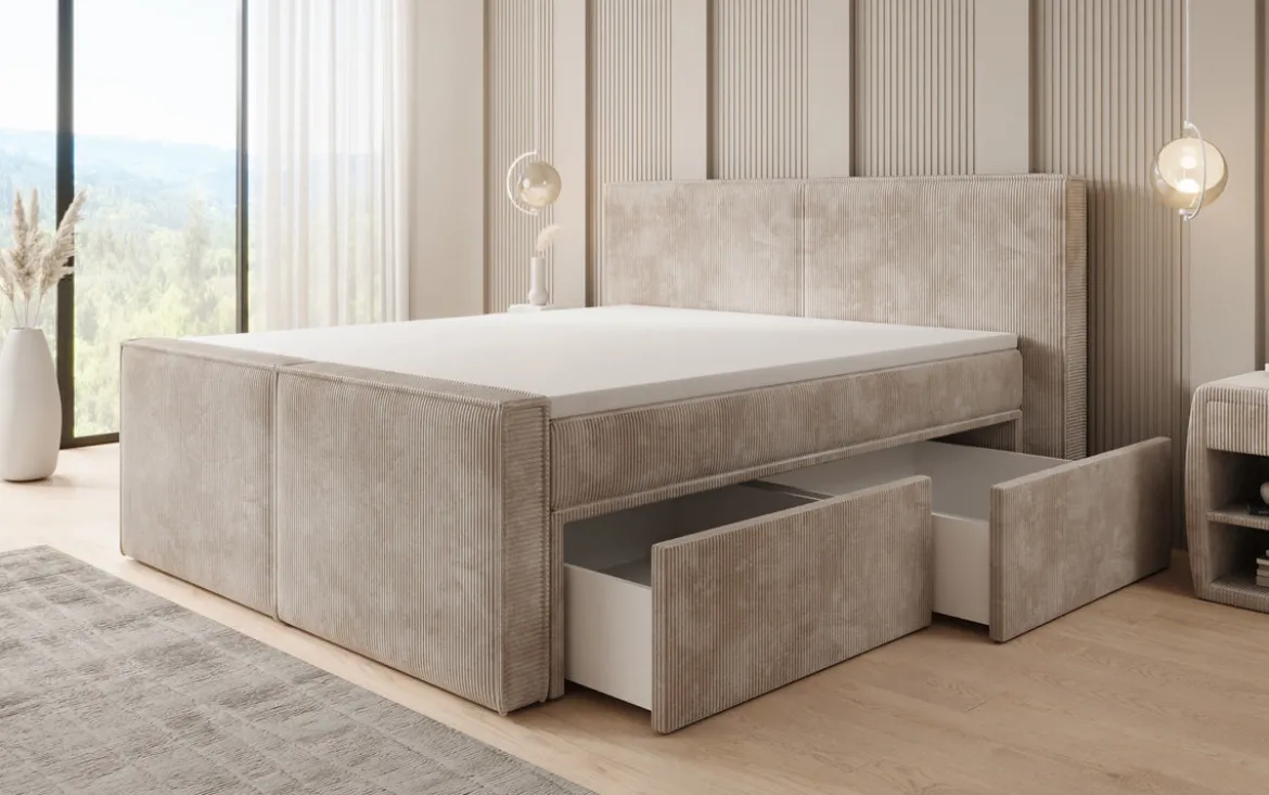 Boxspringbett Ophelia II mit Schubladen in Cord