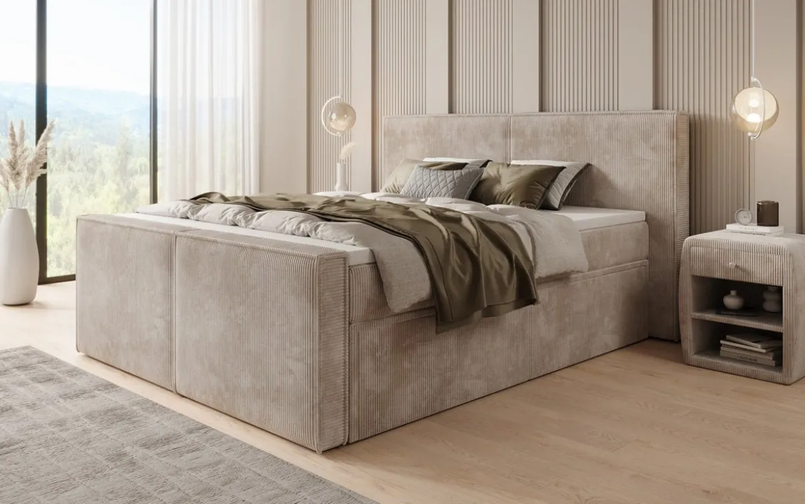Boxspringbett Ophelia II mit Schubladen in Cord