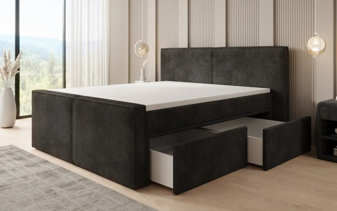 Boxspringbett Ophelia II mit Schubladen in Cord