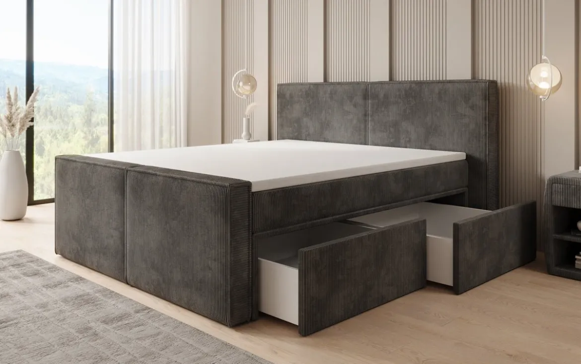 Boxspringbett Ophelia II mit Schubladen in Cord