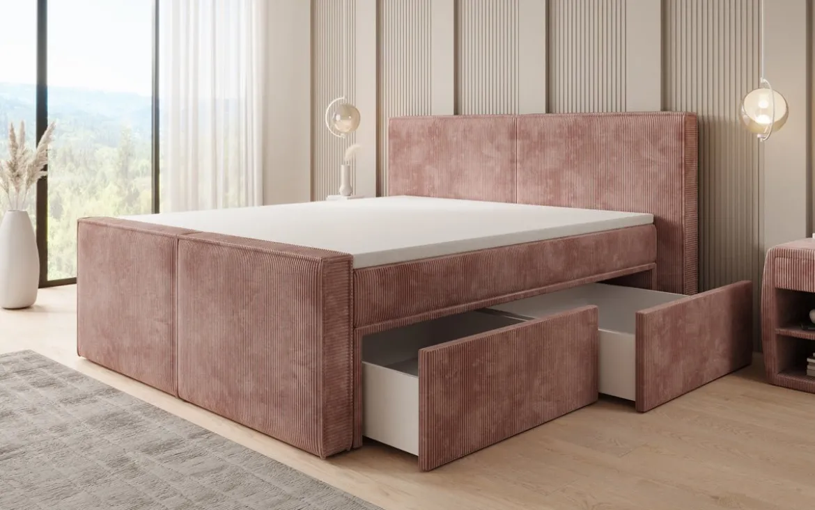 Boxspringbett Ophelia II mit Schubladen in Cord