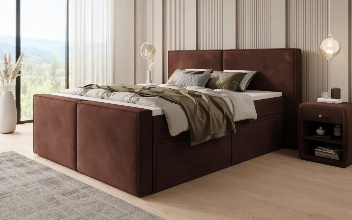 Boxspringbett Ophelia II mit Schubladen in Samt