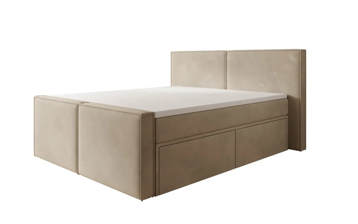 Boxspringbett Ophelia II mit Schubladen in Samt