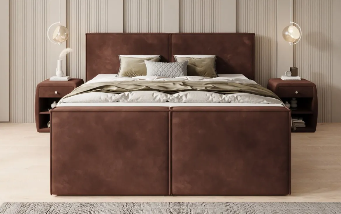 Boxspringbett Ophelia II mit Schubladen in Samt