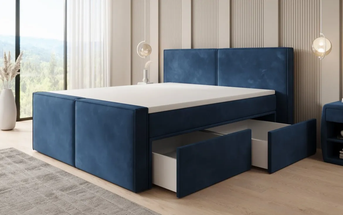 Boxspringbett Ophelia II mit Schubladen in Samt