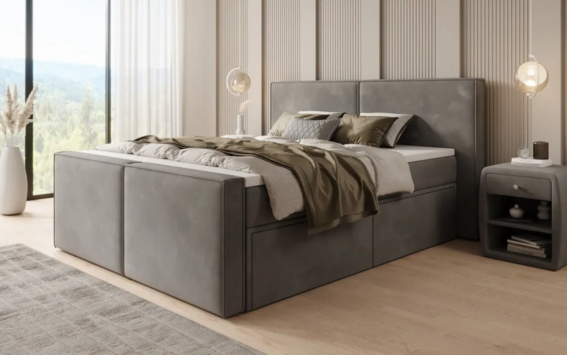 Boxspringbett Ophelia II mit Schubladen in Samt