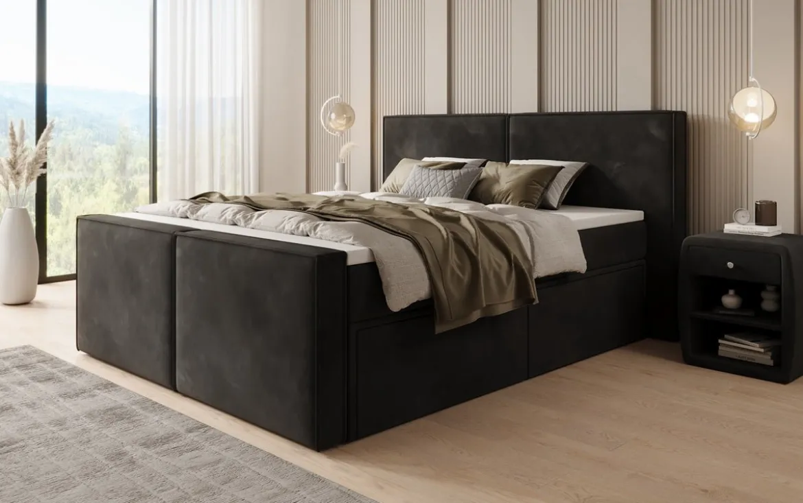 Boxspringbett Ophelia II mit Schubladen in Samt