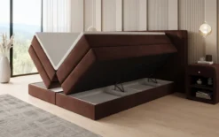 Boxspringbett Ophelia mit hochklappbarem Stauraum in Samt