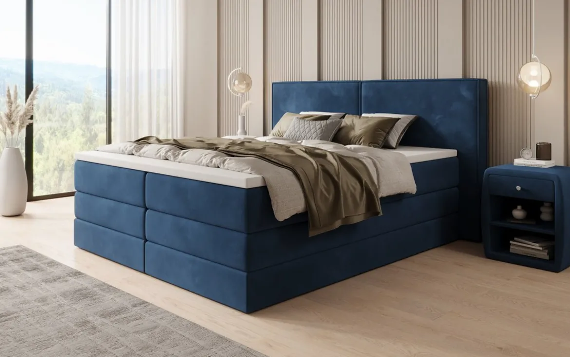 Boxspringbett Ophelia mit hochklappbarem Stauraum in Samt