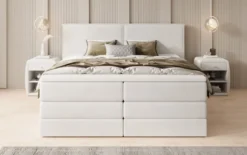 Boxspringbett Ophelia mit hochklappbarem Stauraum in Samt