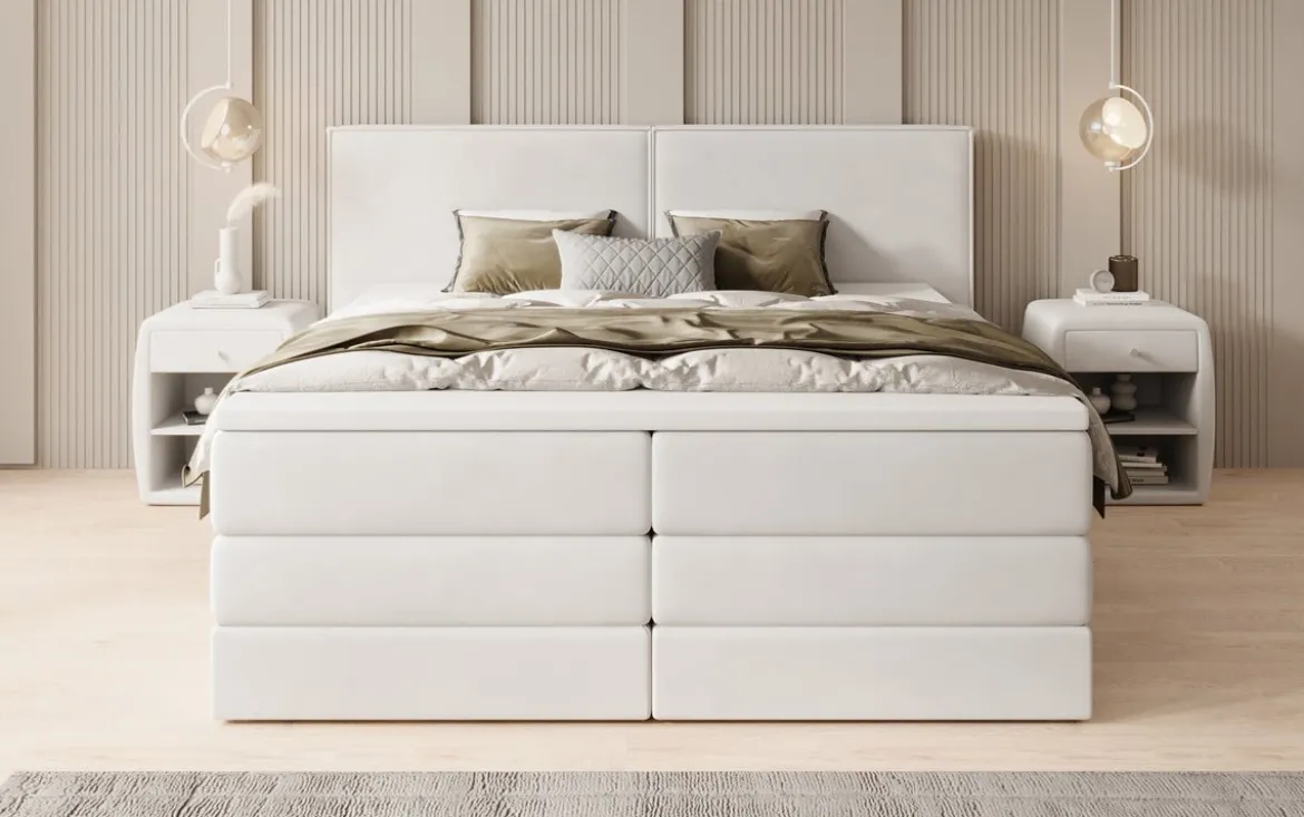 Boxspringbett Ophelia mit hochklappbarem Stauraum in Samt