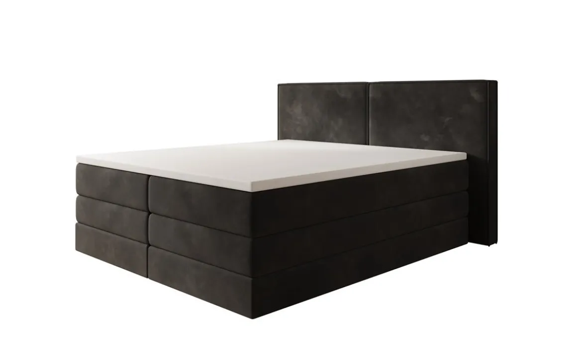 Boxspringbett Ophelia mit hochklappbarem Stauraum in Samt