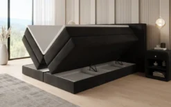 Boxspringbett Ophelia mit hochklappbarem Stauraum in Samt