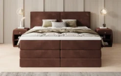Boxspringbett Ophelia mit hochklappbarem Stauraum in Samt
