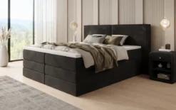 Boxspringbett Ophelia mit hochklappbarem Stauraum in Samt