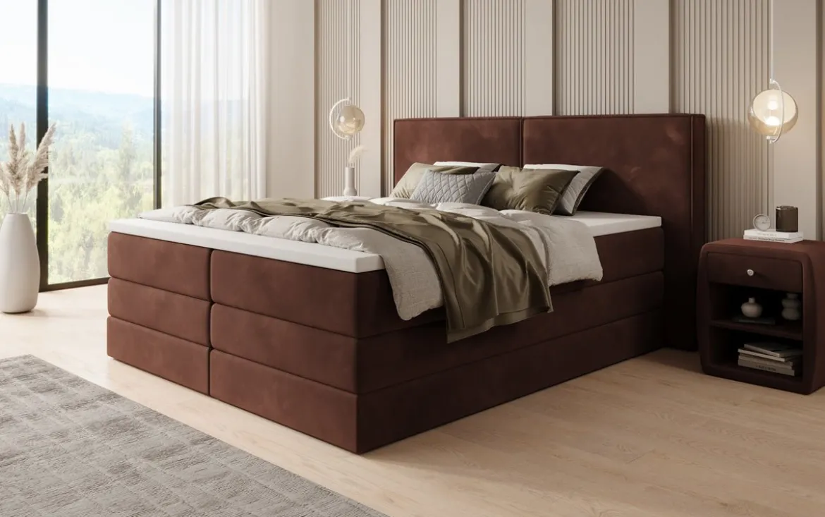 Boxspringbett Ophelia mit hochklappbarem Stauraum in Samt