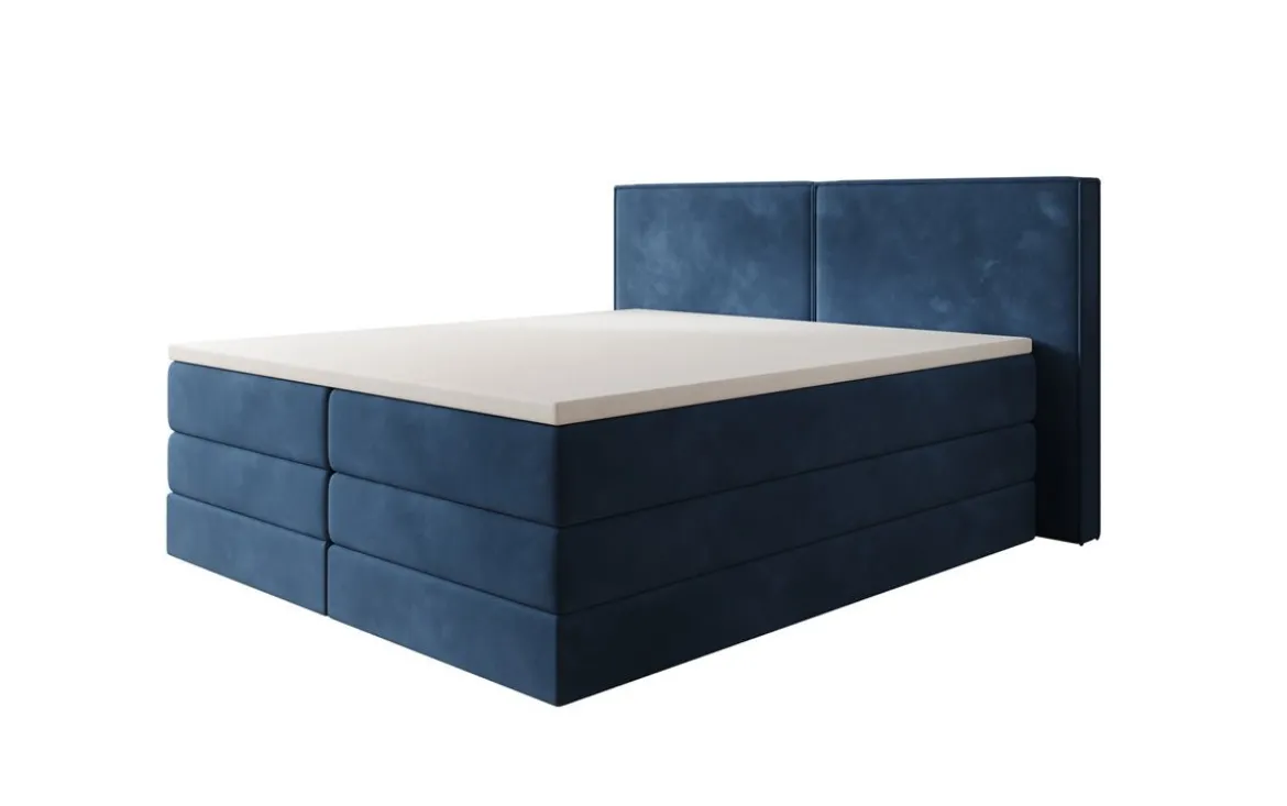 Boxspringbett Ophelia mit hochklappbarem Stauraum in Samt