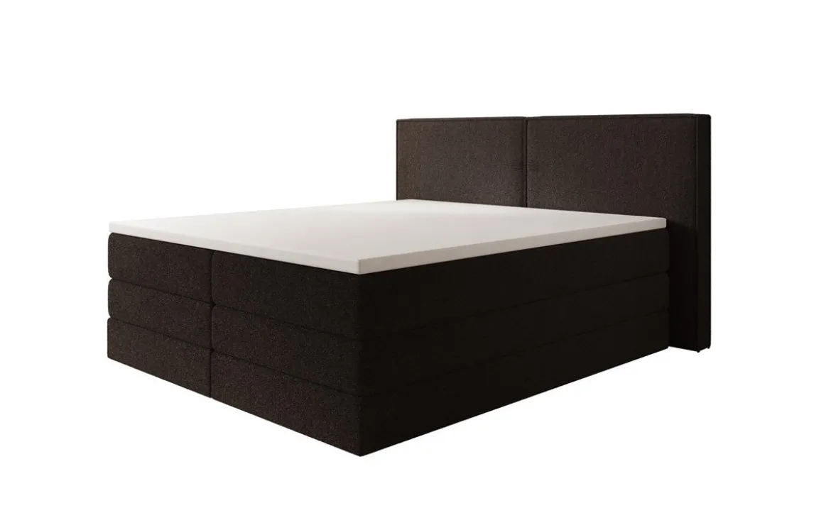 Boxspringbett Ophelia mit hochklappbarem Stauraum in Teddy Bouclé