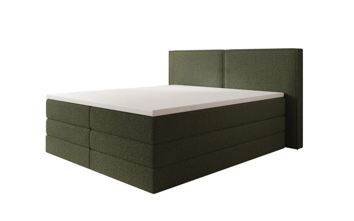 Boxspringbett Ophelia mit hochklappbarem Stauraum in Teddy Bouclé