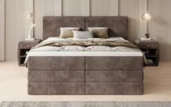 Boxspringbett Ophelia mit hochklappbarem Stauraum in Cord