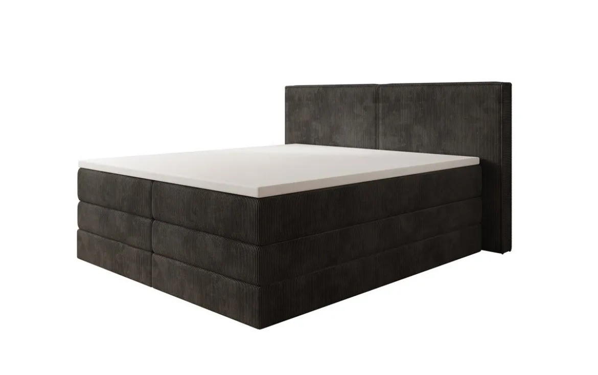 Boxspringbett Ophelia mit hochklappbarem Stauraum in Cord