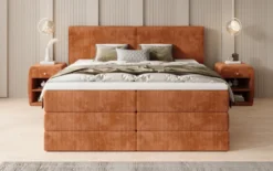 Boxspringbett Ophelia mit hochklappbarem Stauraum in Cord