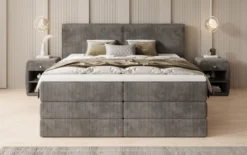 Boxspringbett Ophelia mit hochklappbarem Stauraum in Cord