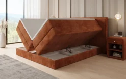 Boxspringbett Ophelia mit hochklappbarem Stauraum in Cord