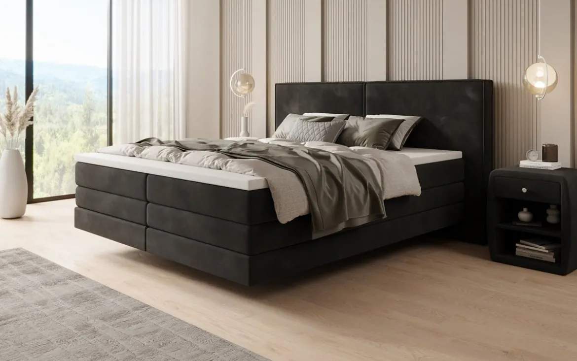 Boxspringbett Ophelia mit Schwebeoptik in Samt