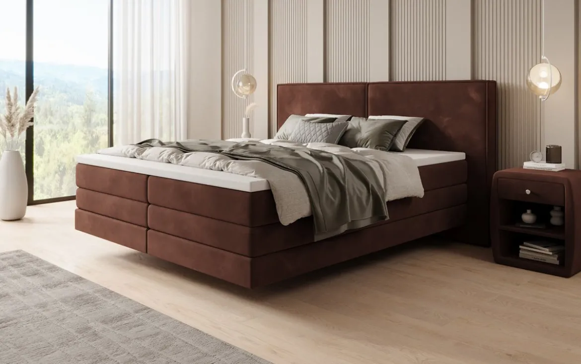 Boxspringbett Ophelia mit Schwebeoptik in Samt