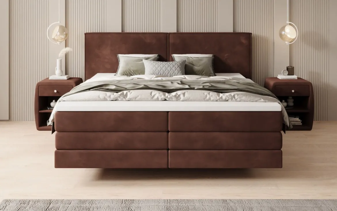 Boxspringbett Ophelia mit Schwebeoptik in Samt