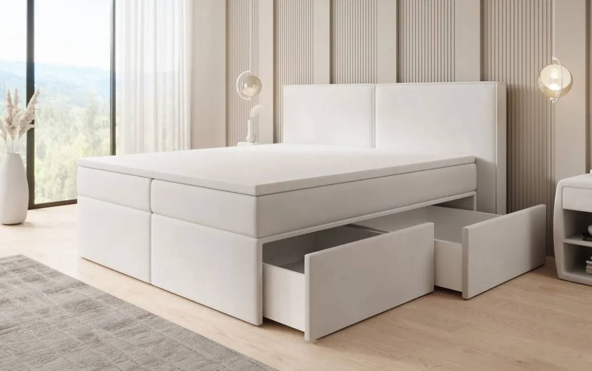 Boxspringbett Ophelia mit Schubladen in Samt