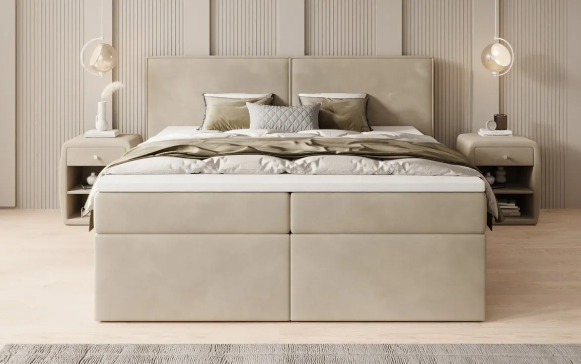 Boxspringbett Ophelia mit Schubladen in Samt
