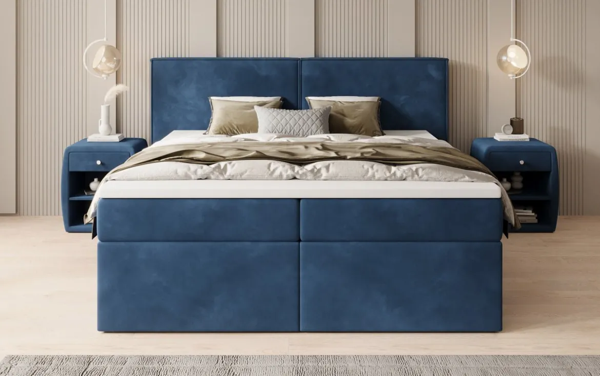 Boxspringbett Ophelia mit Schubladen in Samt