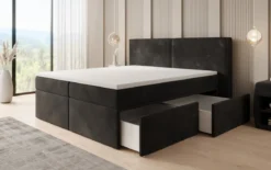 Boxspringbett Ophelia mit Schubladen in Samt