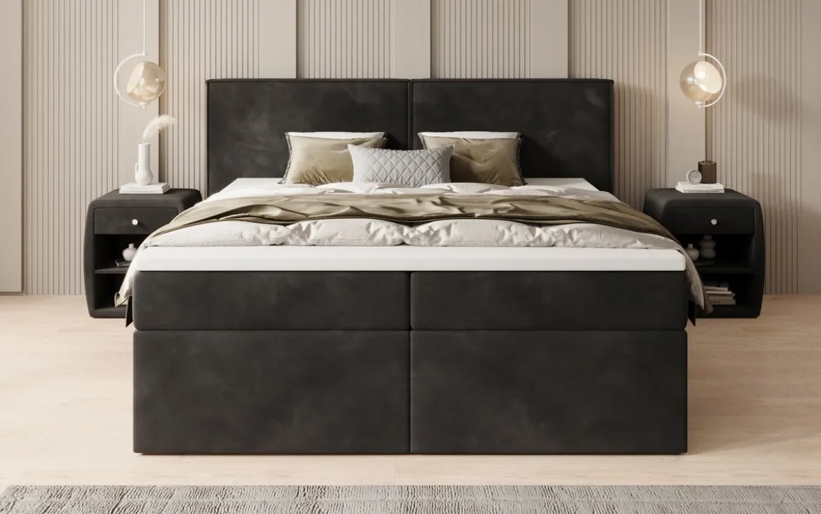 Boxspringbett Ophelia mit Schubladen in Samt