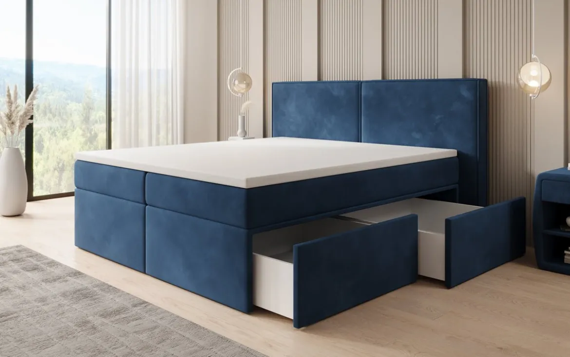 Boxspringbett Ophelia mit Schubladen in Samt