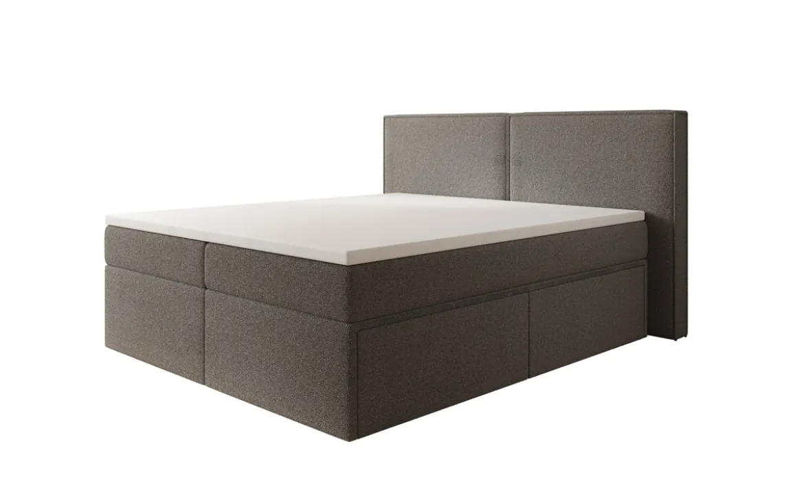 Boxspringbett Ophelia mit Schubladen in Teddy Bouclé