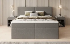 Boxspringbett Ophelia mit Schubladen in Teddy Bouclé