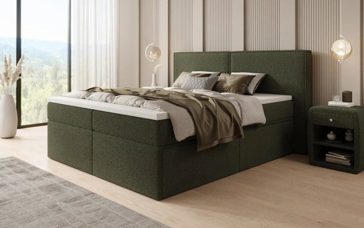 Boxspringbett Ophelia mit Schubladen in Teddy Bouclé