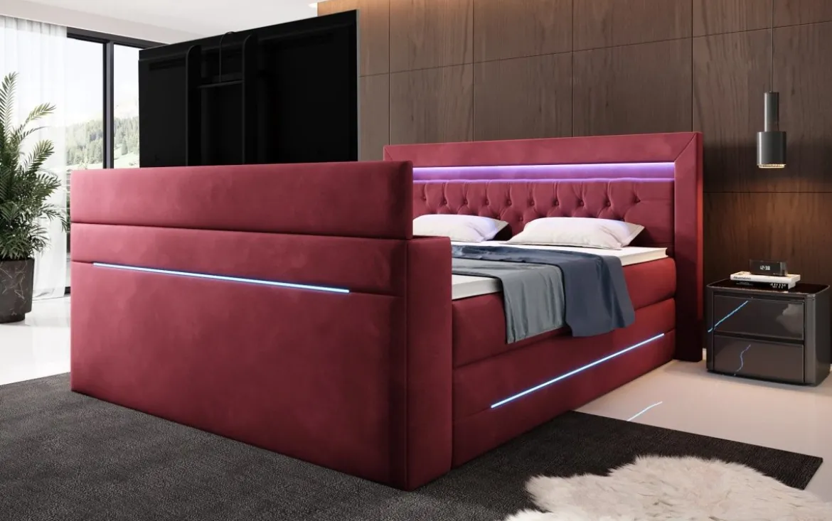 Boxspringbett Pluto mit TV Lift, RGB und Stauraum