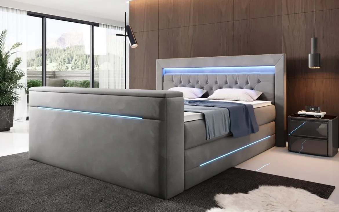 Boxspringbett Pluto mit TV Lift, RGB und Stauraum