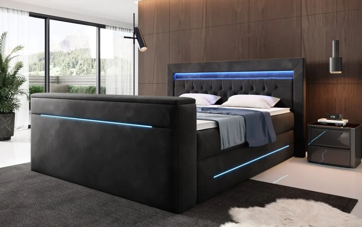 Boxspringbett Pluto mit TV Lift, RGB und Stauraum