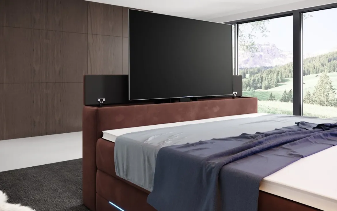 Boxspringbett Pluto mit TV Lift, RGB und Stauraum